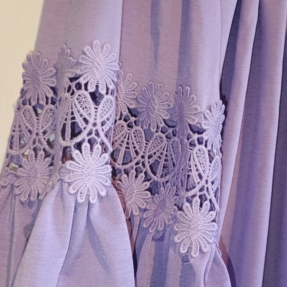 Lavender Off‎ Shoulder Tunic Dress Embroidered Bell Sleeves Boho Flowy Plus 1X - Picture 5 of 12